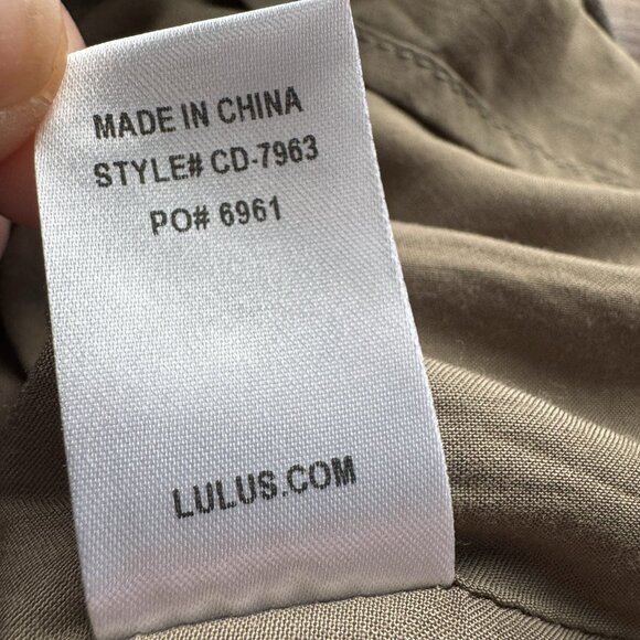 Lulus Olive Green Boho Chic Cold Shoulder Ruffle Women A line Mini Dress XS - Picture 12 of 12